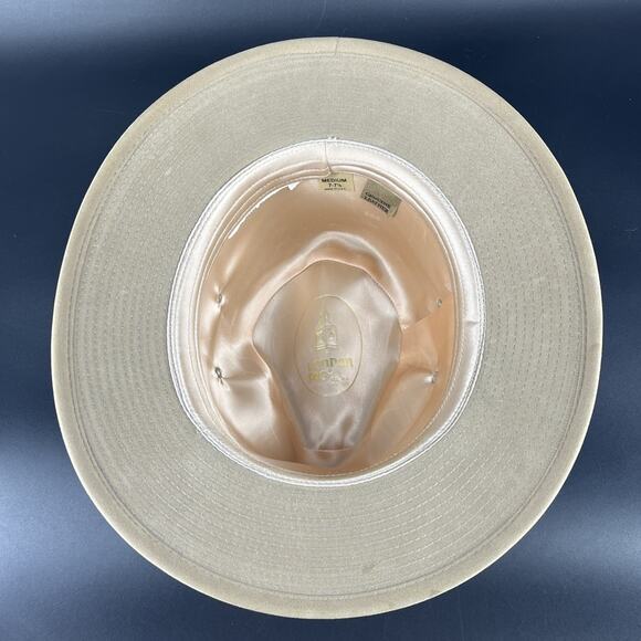 Vintage London Fog Mens Fedora Size Medium 7 - 7 1/8 Tan Leather Made In USA - Picture 11 of 14